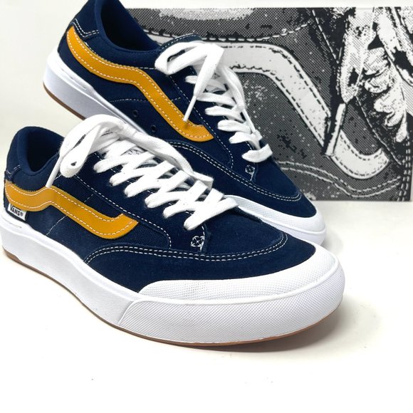 Vans Berle Navy Gold Low Top Suede Skate Shoes Women's Size 9 9.5 VN0A5JIJNGL - Picture 10 of 11